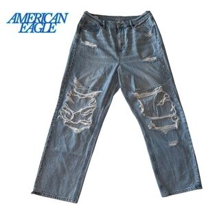 AMERICAN EAGLE Women’s Highest Rise 90s Boyfriend Distressed Blue Jeans Sz 16
